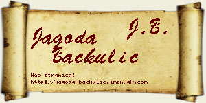 Jagoda Bačkulić vizit kartica